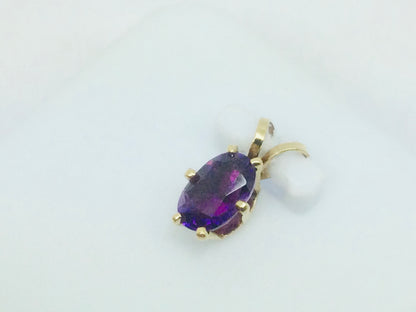 14k Yellow Gold Oval Cut 0.5ct Amethyst Pendent