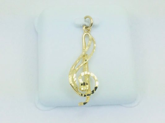 10k Yellow Gold Treble Clef Music Pendent