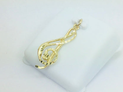 10k Yellow Gold Treble Clef Music Pendent