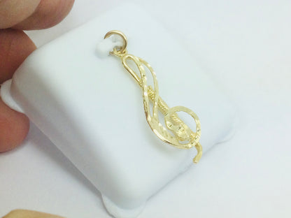 10k Yellow Gold Treble Clef Music Pendent