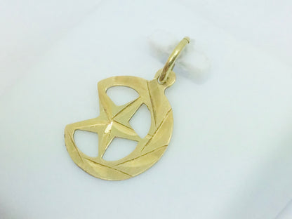 14k Yellow Gold Moon & Star Pendent