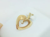 10k Yellow Gold Round Cut 2pt Diamond Heart Pendent