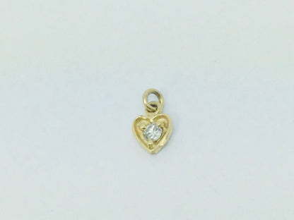 10k Yellow Gold Round Cut 1pt Cubic Zirconia (CZ) Heart Pendent