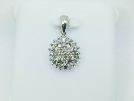 10k White Gold Round Cut 24pt Diamond Cluster Pendent