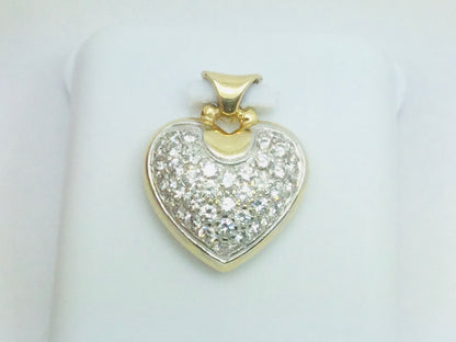 14k Yellow Gold Round Cut 57pt Cubic Zirconia (CZ) Heart Pendent