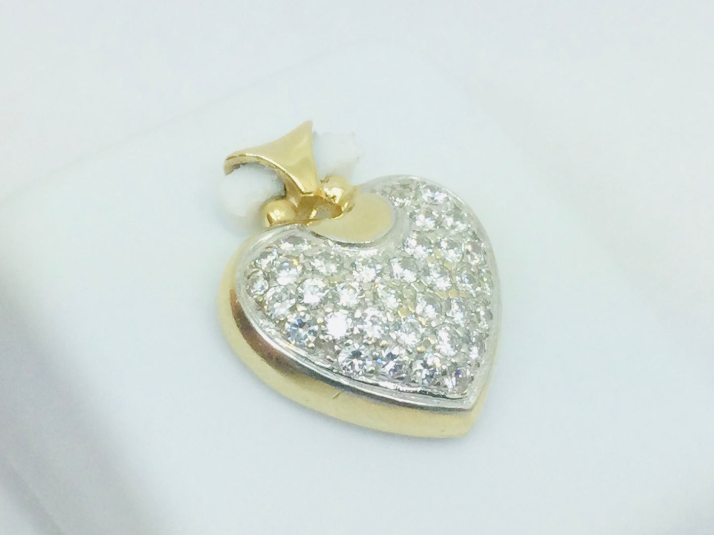 14k Yellow Gold Round Cut 57pt Cubic Zirconia (CZ) Heart Pendent