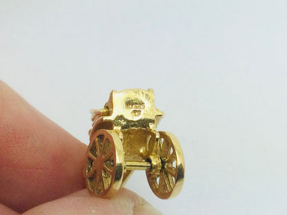 14k Yellow Gold Rickshaw & Driver (with Moving Wheels) Pendent