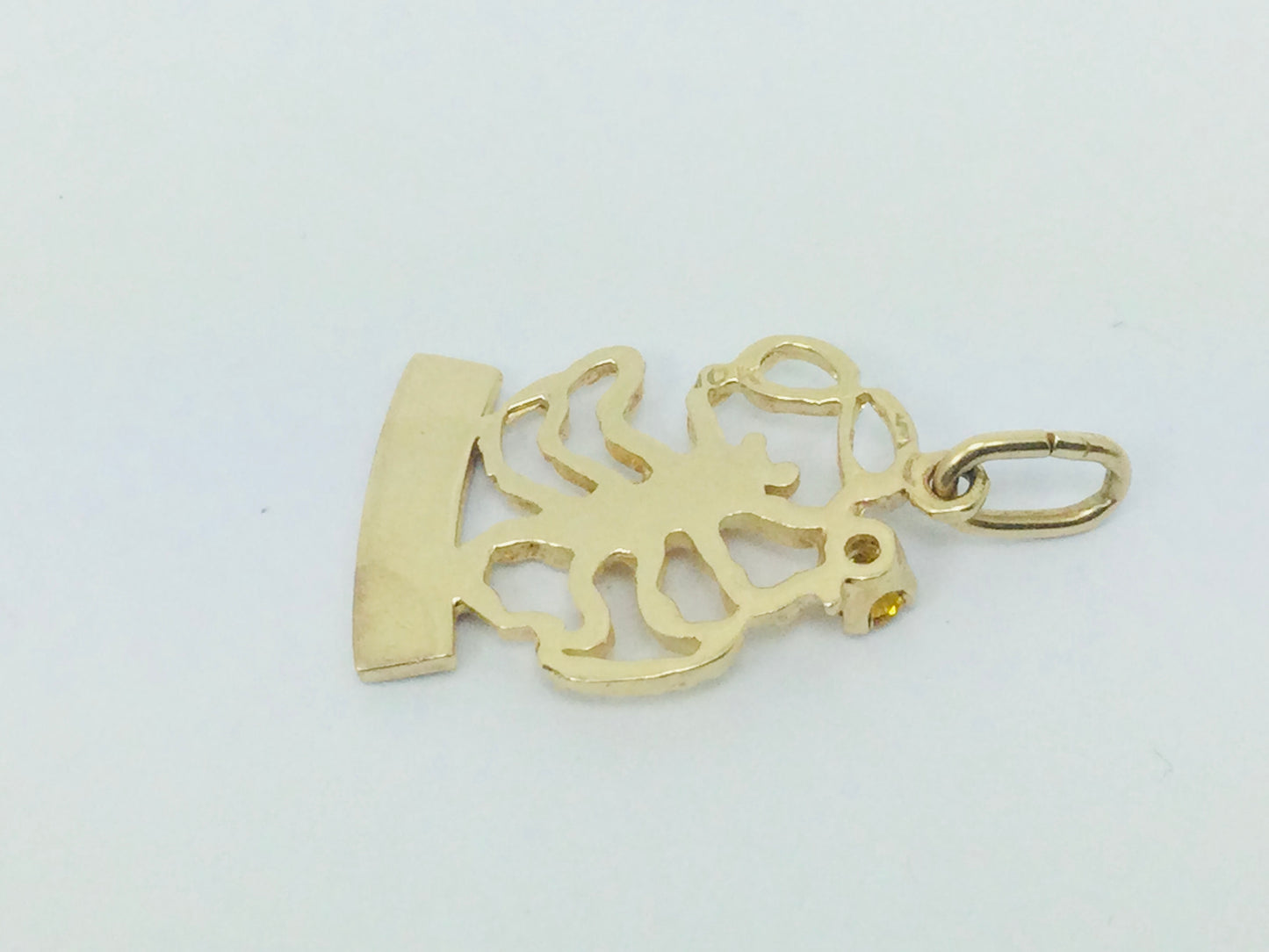 10k Yellow Gold Round Cut Citrine Scorpio Horoscope (Oct-Nov) Pendent