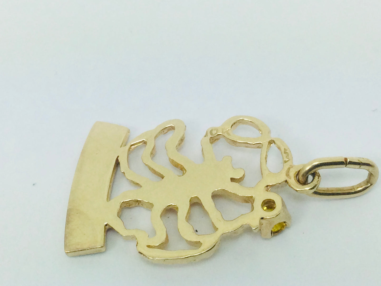 10k Yellow Gold Round Cut Citrine Scorpio Horoscope (Oct-Nov) Pendent