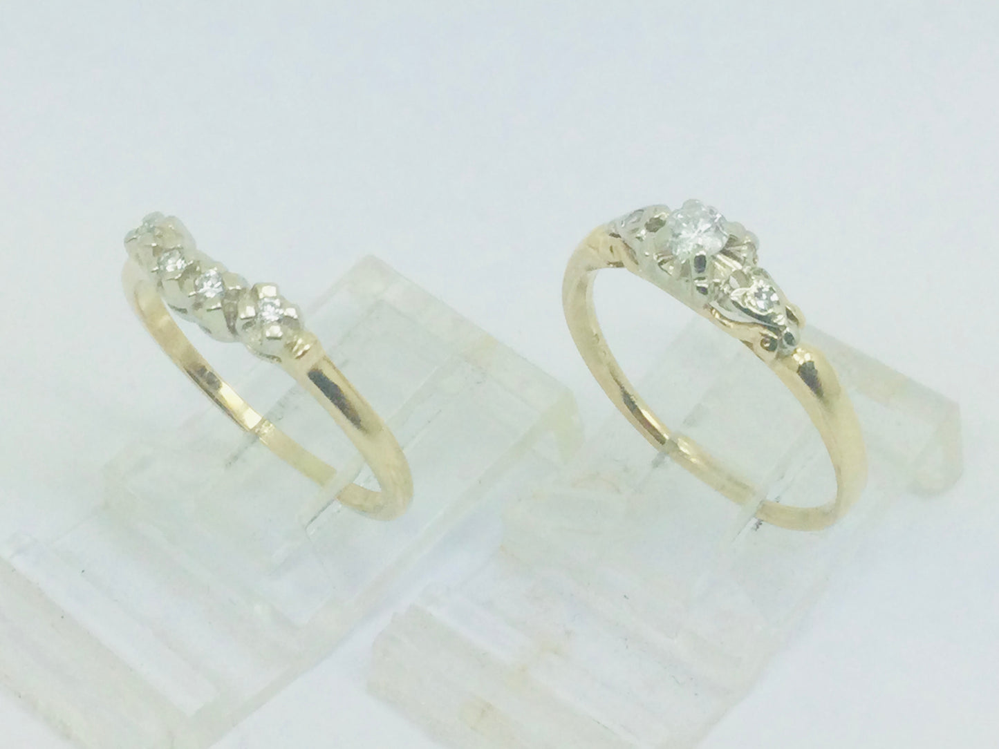 14k Yellow Gold Round Cut 17pt Diamond Engagement and Wedding Ring Set