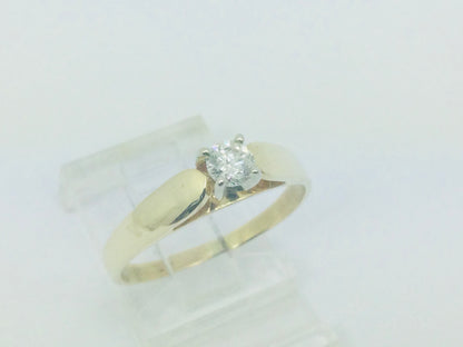 14k Yellow Gold Round Cut 20pt Diamond Solitaire Ring