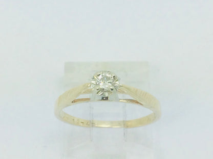 14k Yellow Gold Round Cut 8pt Diamond Solitaire Ring