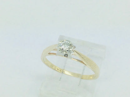 14k Yellow Gold Round Cut 8pt Diamond Solitaire Ring