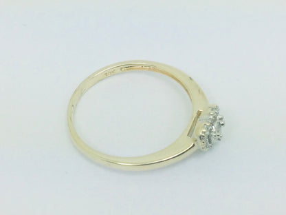 10k Yellow Gold Round Cut 10pt Diamond Heart Ring