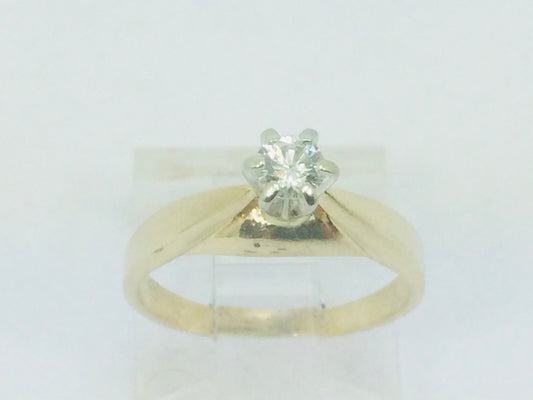 14k Yellow Gold Round Cut 16pt Diamond Solitaire Ring