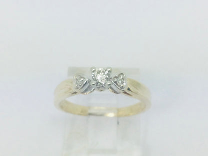 10k Yellow Gold Round Cut 14pt Diamond Heart Ring