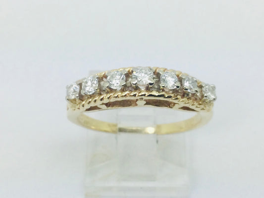 14k Yellow Gold 42pt Round Cut Diamond Row Set Ring