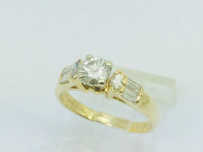 18k Yellow Gold 84pt Round Cut Diamond Engagement Ring