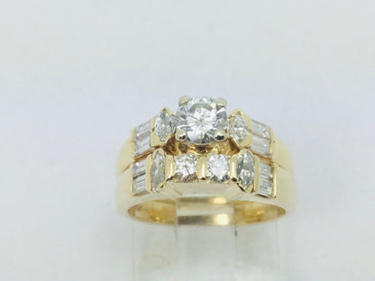 18k Yellow Gold 84pt Round Cut Diamond Engagement Ring