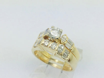 18k Yellow Gold 84pt Round Cut Diamond Engagement Ring