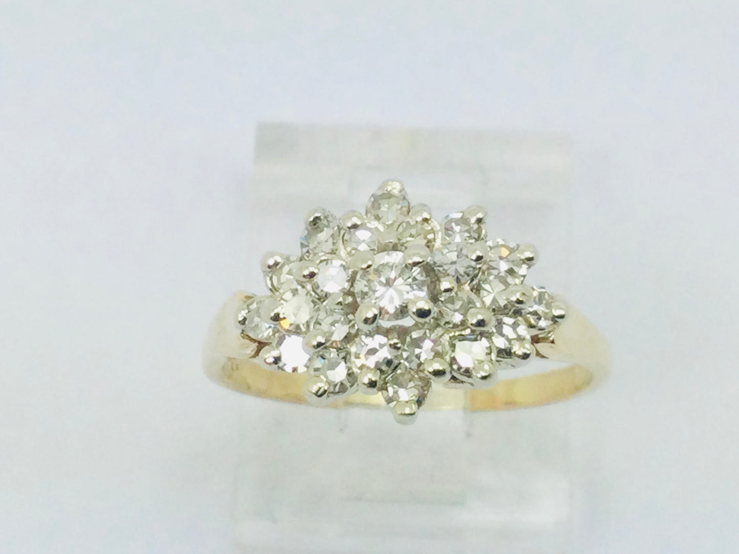 14k Yellow Gold 50pt Round Cut Diamond Cluster Ring