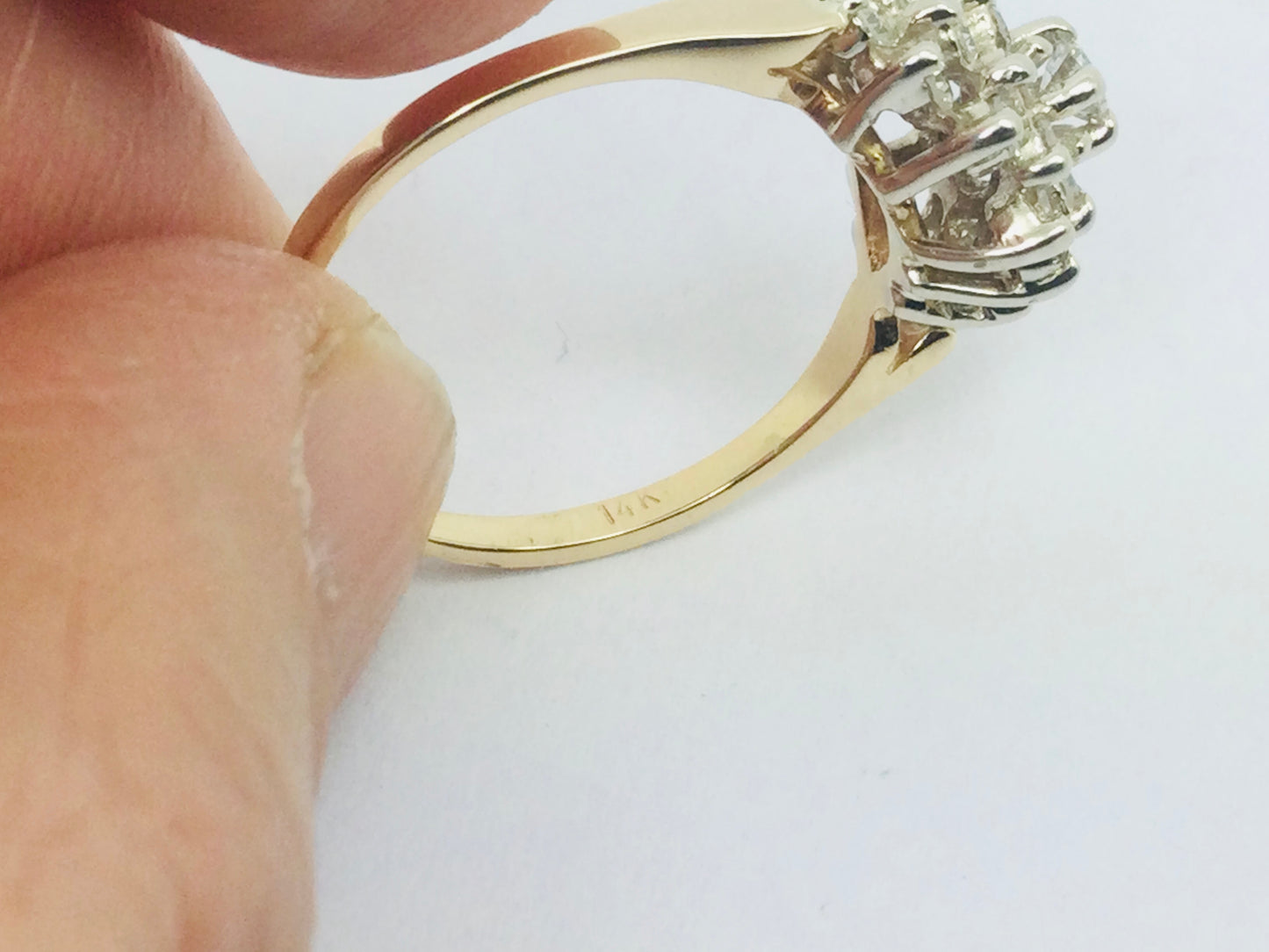 14k Yellow Gold 50pt Round Cut Diamond Cluster Ring