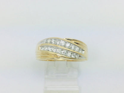 14k Yellow Gold Round Cut 0.5ct Diamond Row Set Ring