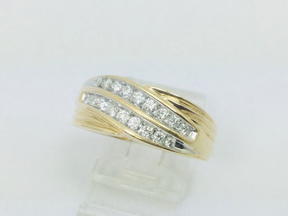 14k Yellow Gold Round Cut 0.5ct Diamond Row Set Ring