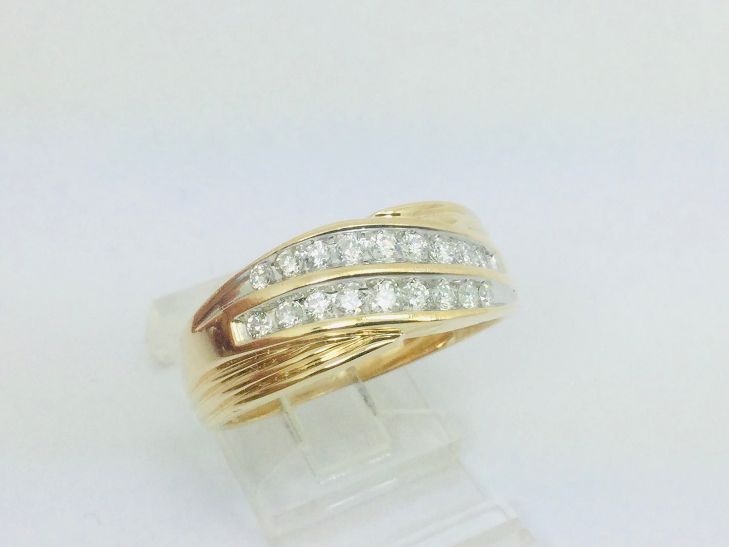 14k Yellow Gold Round Cut 0.5ct Diamond Row Set Ring