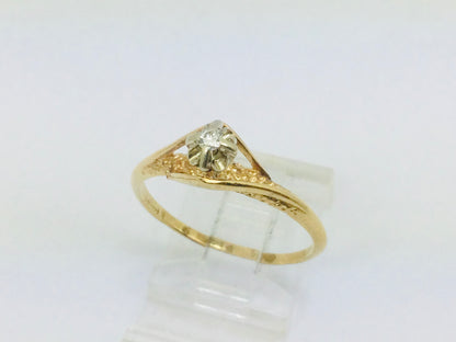 14k Yellow Gold Round Cut 5pt Diamond Illusion Set Ring