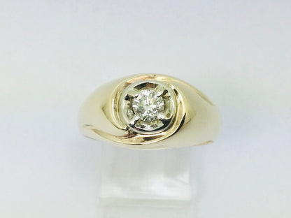 14k Yellow Gold Round Cut 32pt Diamond Solitaire Ring