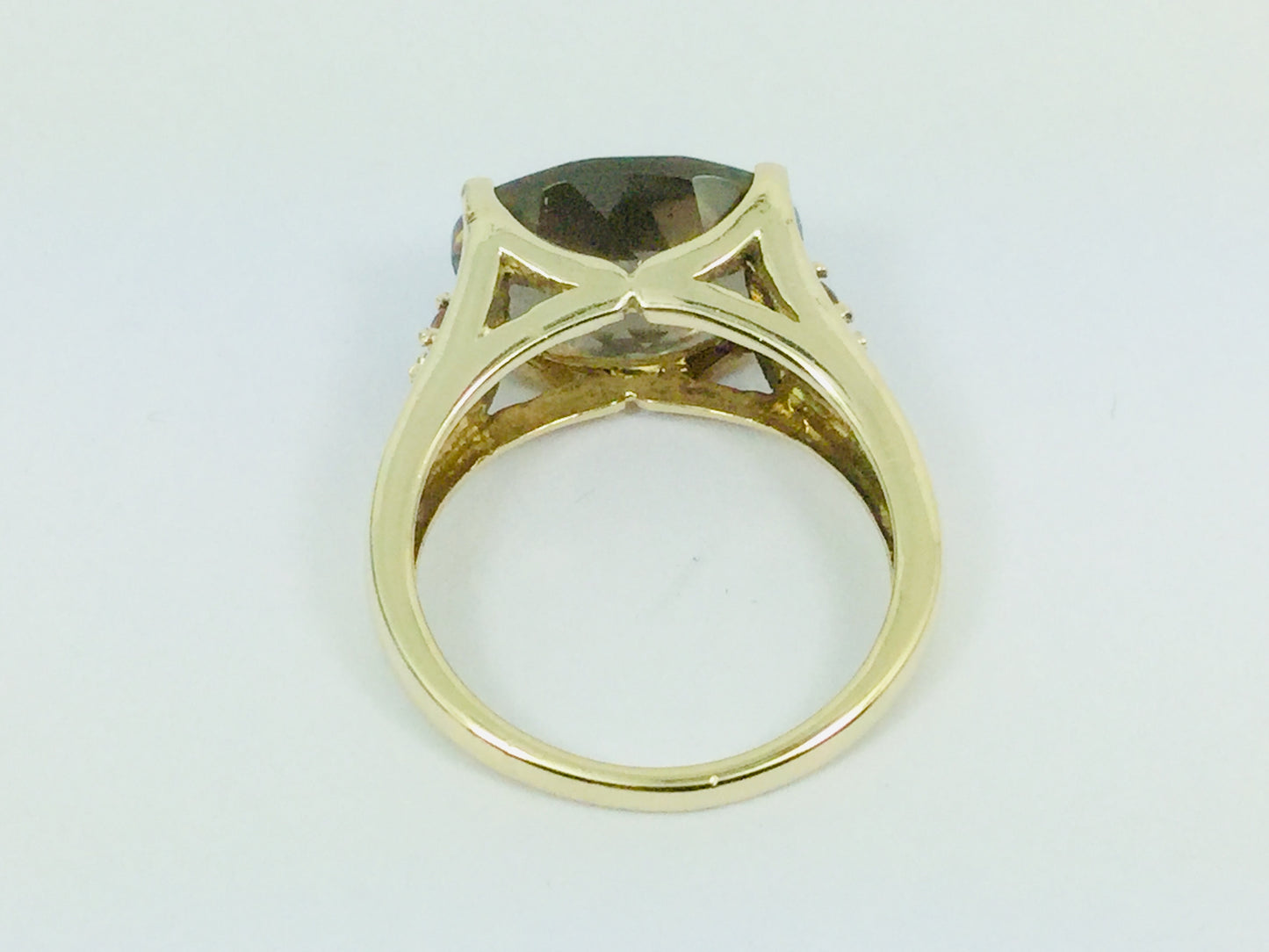 14k Yellow Gold Oval Cut Smokey Topaz November Birthstone Ring