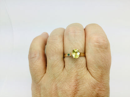 10k Yellow Gold Oval Cut Genuine Yellow Sapphire Ring