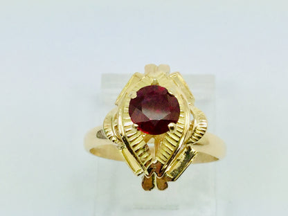 10k Yellow Gold 60pt Round Cut Garnet January Birthstone Ring