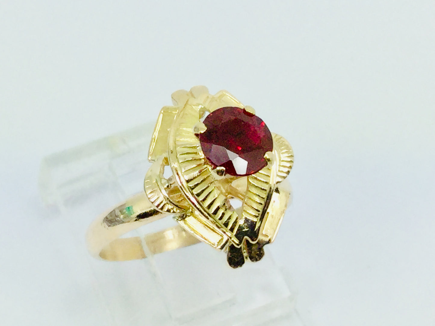 10k Yellow Gold 60pt Round Cut Garnet January Birthstone Ring