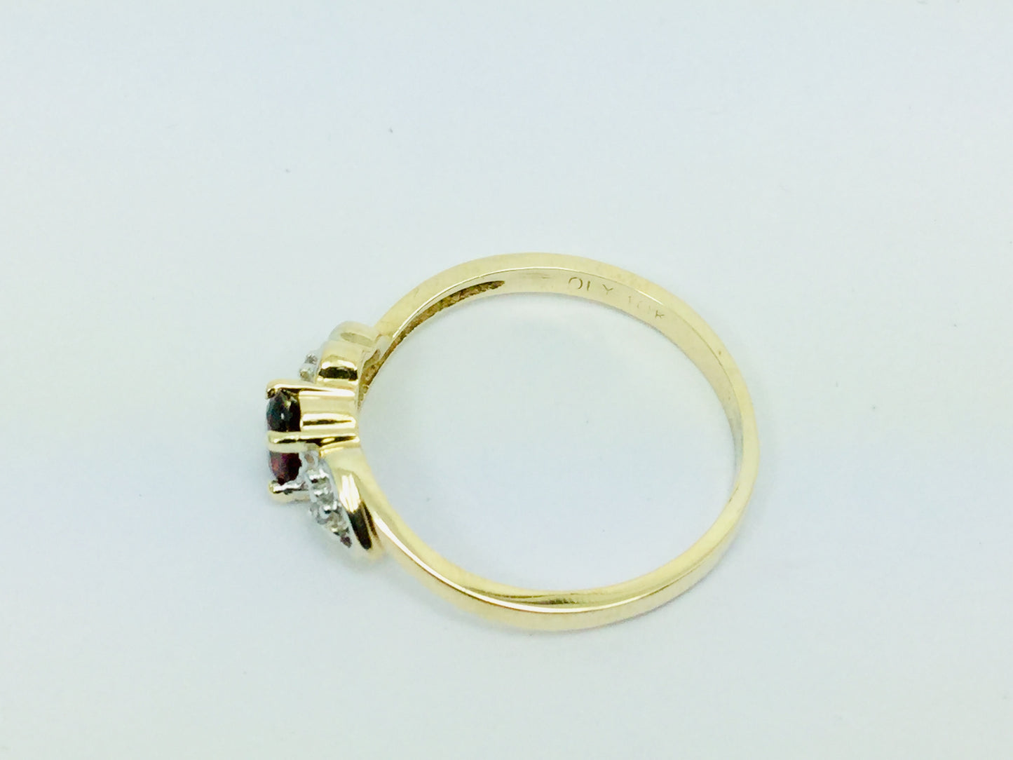 10k Yellow Gold Oval Cut Garnet January Birthstone & Diamond Ring