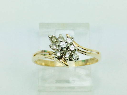 10k Yellow Gold 14pt Diamond Cluster Ring