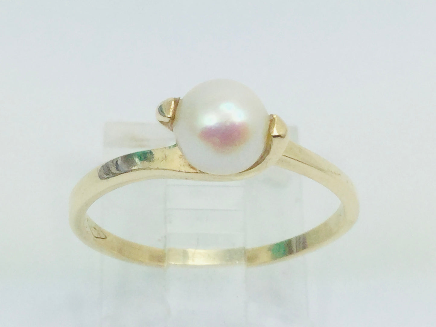 10k Yellow Gold Genuine Pearl June Birthstone Cocktail Ring