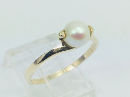 10k Yellow Gold Genuine Pearl June Birthstone Cocktail Ring