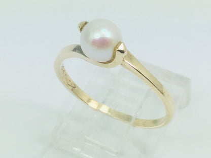 10k Yellow Gold Genuine Pearl June Birthstone Cocktail Ring