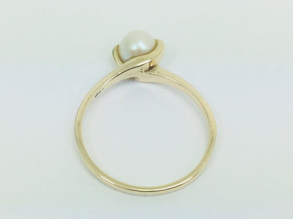 10k Yellow Gold Genuine Pearl June Birthstone Cocktail Ring