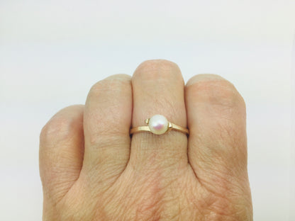 10k Yellow Gold Genuine Pearl June Birthstone Cocktail Ring