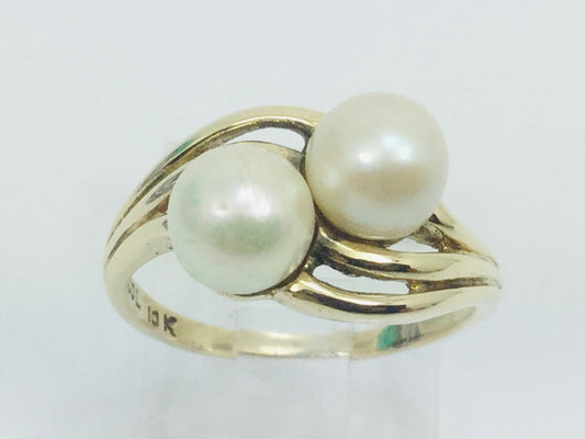 10k Yellow Gold Genuine Pearl June Birthstone Cocktail Ring