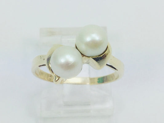 10k Yellow Gold Genuine Pearl June Birthstone Cocktail Ring