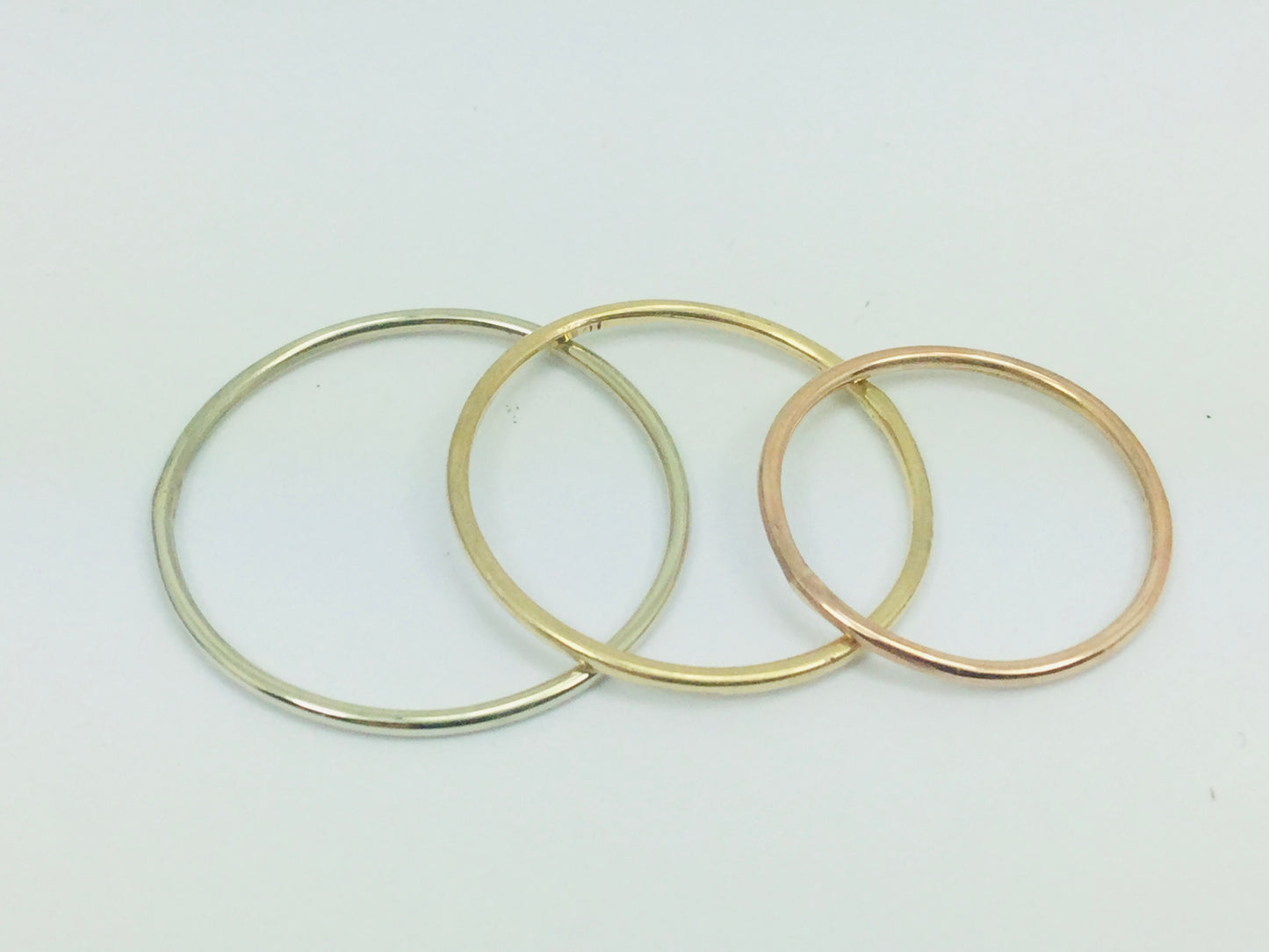 10k Solid Yellow, Rose, or White Gold 1mm Stackable Band Rings