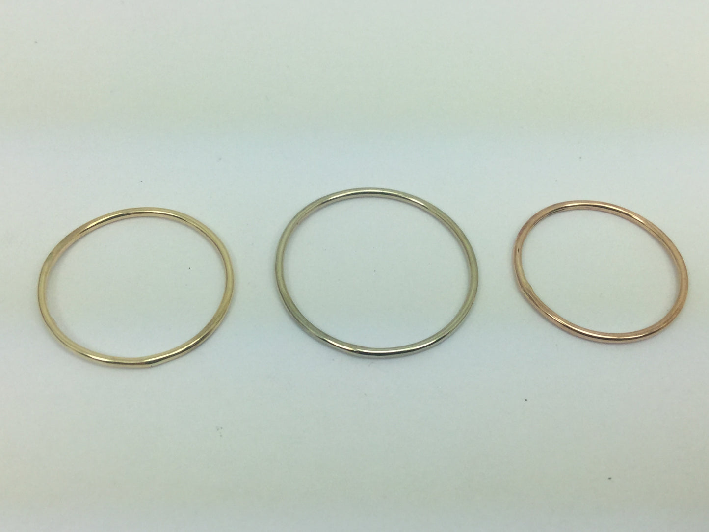 10k Solid Yellow, Rose, or White Gold 1mm Stackable Band Rings