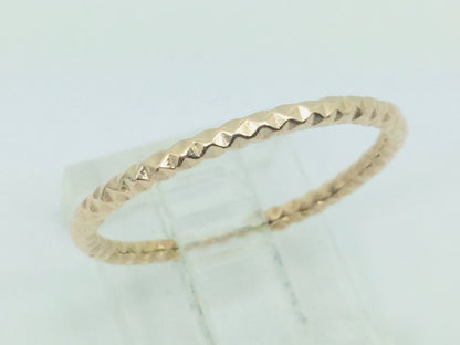 14k Rose Gold Geometric Design 1.6mm Stackable Band Rings