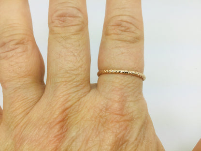 14k Rose Gold Geometric Design 1.6mm Stackable Band Rings