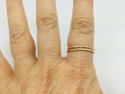 14k Rose Gold Geometric Design 1.6mm Stackable Band Rings