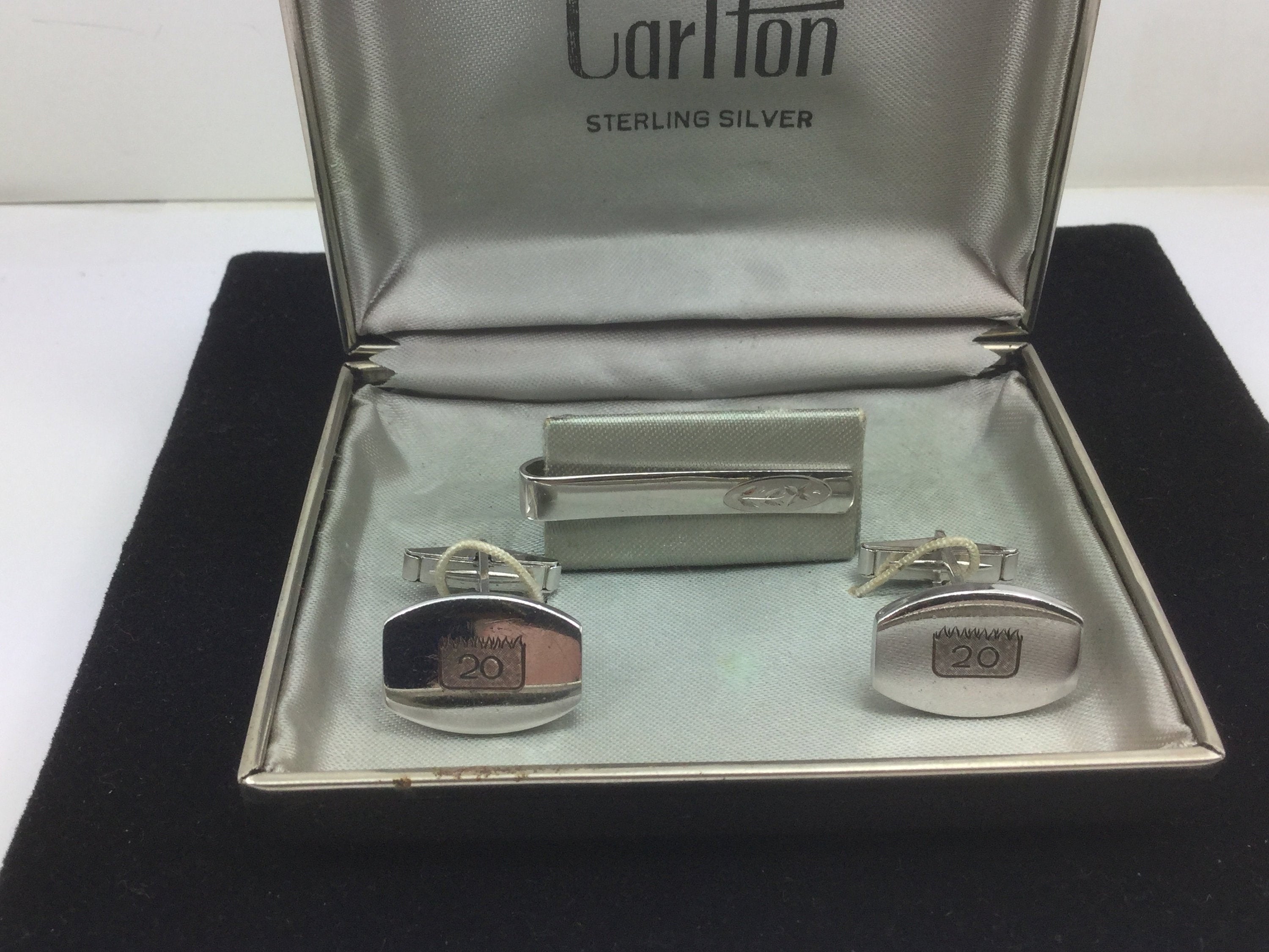 Sterling Silver Vintage Cuff outlet Links & Tie Bar Set